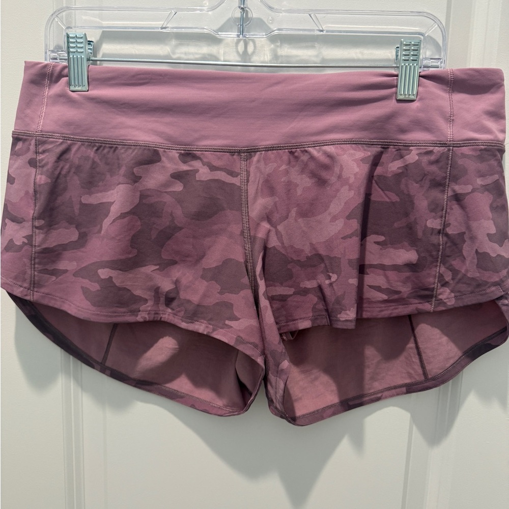 Lululemon Run Speed Pink Camo Shorts size 8
